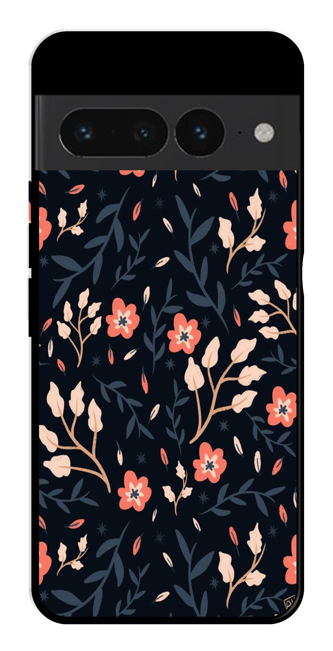 Floral Pattern Metal Mobile Case for Google Pixel 7 Pro   (Design No -10)