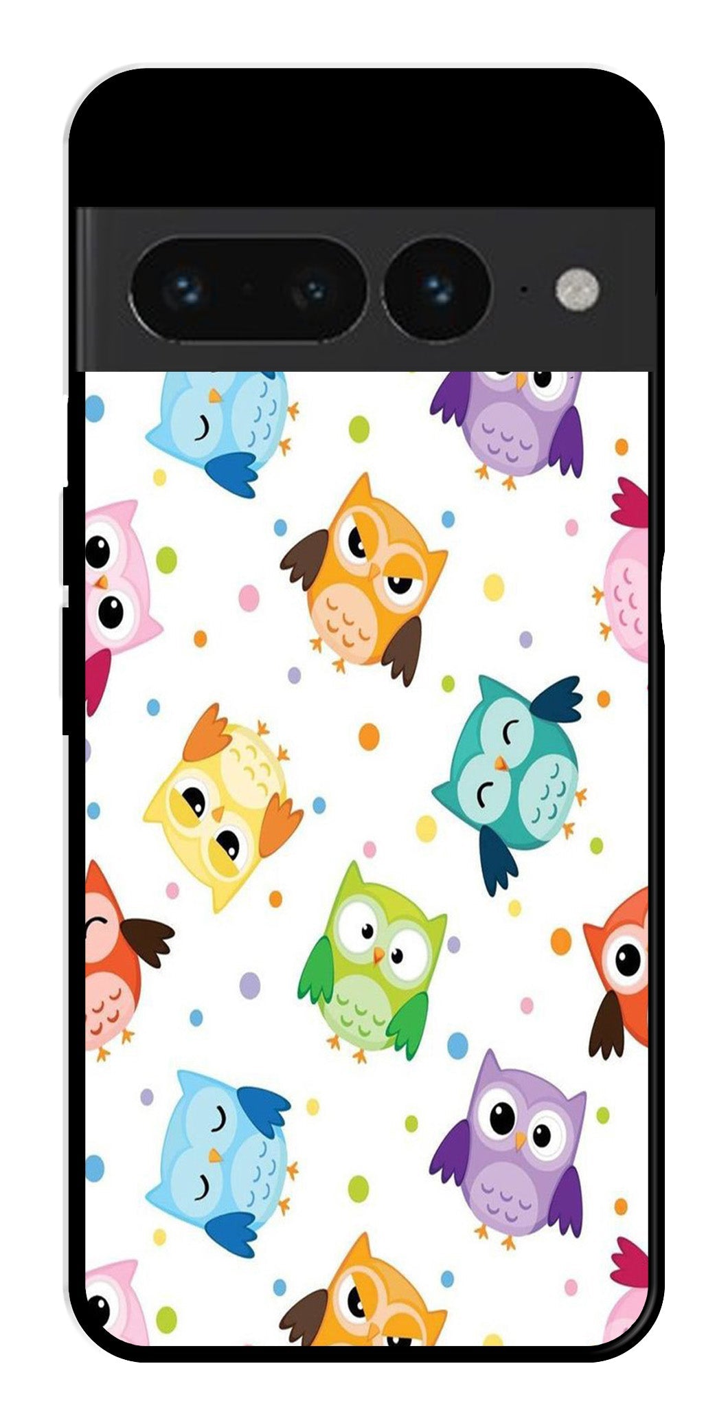 Owls Pattern Metal Mobile Case for Google Pixel 7 Pro   (Design No -20)