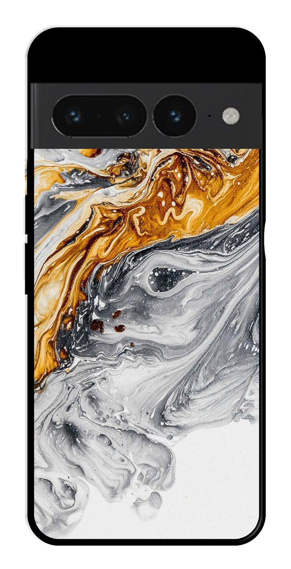 Marble Pattern Metal Mobile Case for Google Pixel 7 Pro   (Design No -36)
