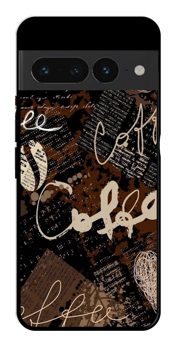 Coffee Pattern Metal Mobile Case for Google Pixel 7 Pro   (Design No -37)