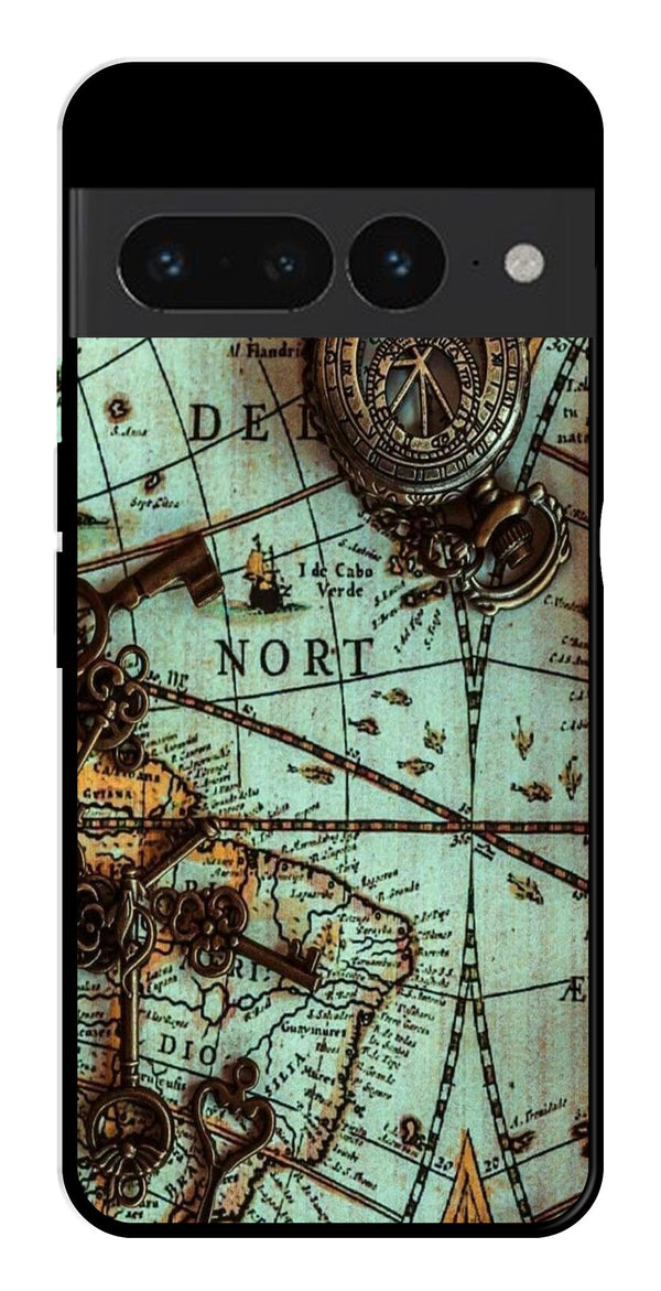 Map Design Metal Mobile Case for Google Pixel 7 Pro   (Design No -54)