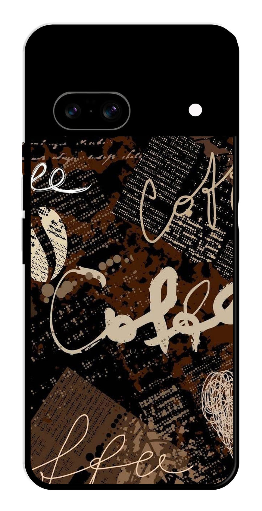 Coffee Pattern Metal Mobile Case for Google Pixel 8   (Design No -37)