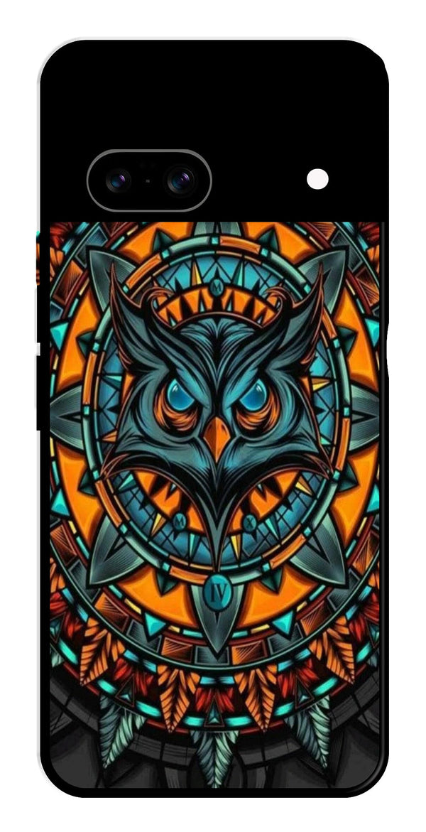 Owl Pattern Metal Mobile Case for Google Pixel 8   (Design No -42)
