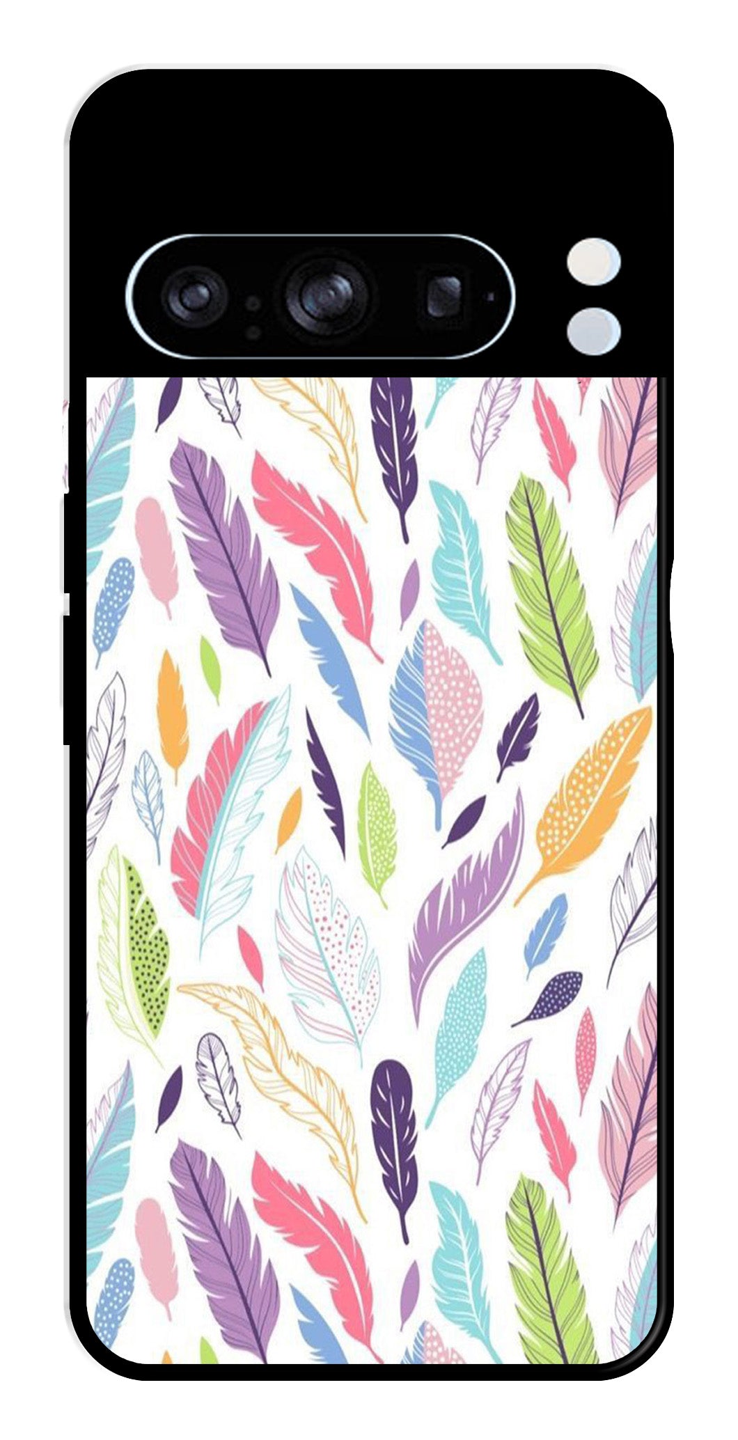 Colorful Feathers Metal Mobile Case for Google Pixel 8 Pro   (Design No -06)