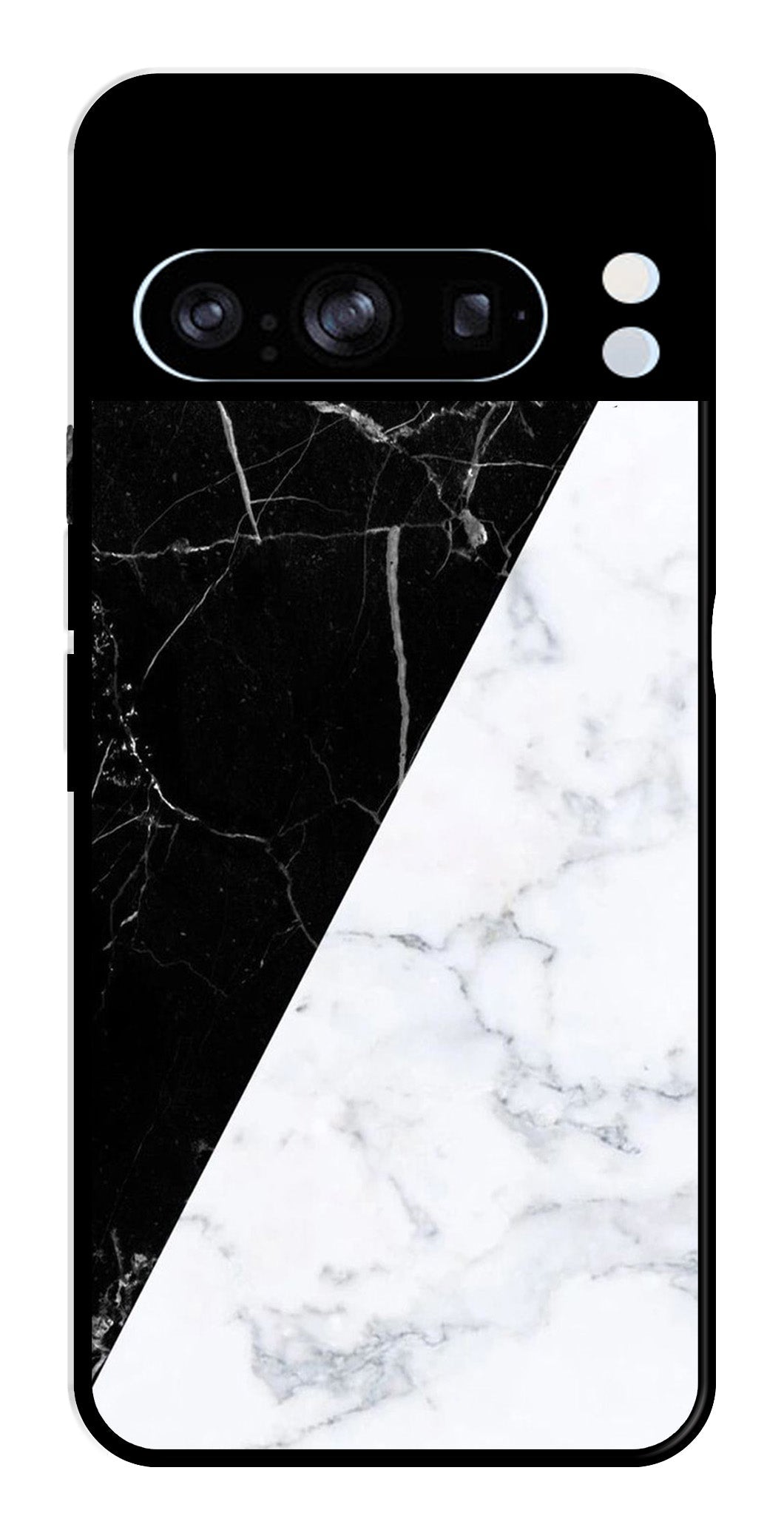 Black White Marble Design Metal Mobile Case for Google Pixel 8 Pro   (Design No -09)