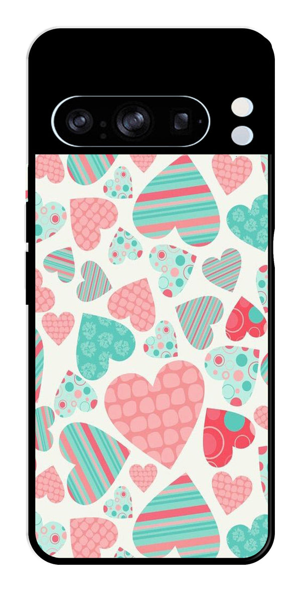 Hearts Pattern Metal Mobile Case for Google Pixel 8 Pro   (Design No -22)