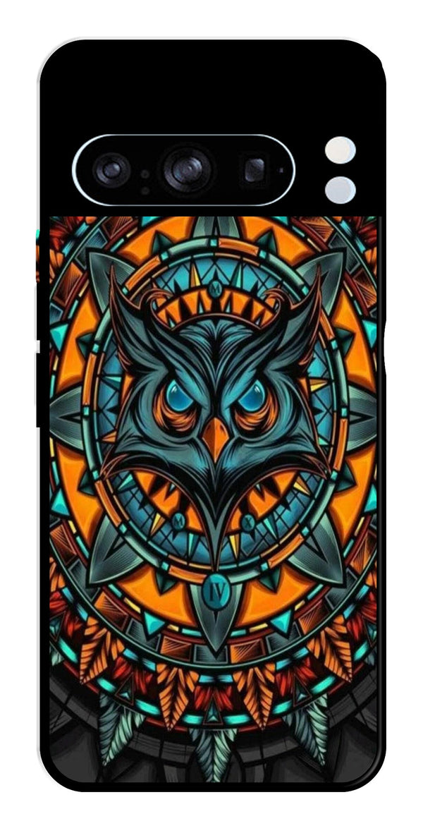 Owl Pattern Metal Mobile Case for Google Pixel 8 Pro   (Design No -42)