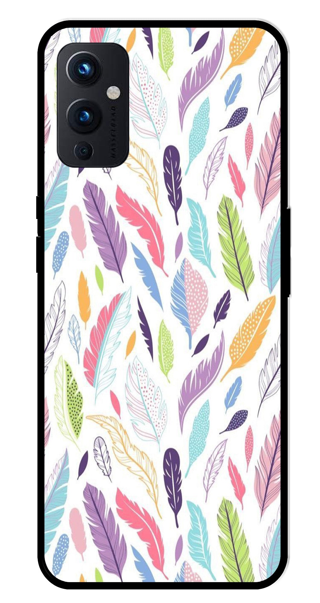 Colorful Feathers Metal Mobile Case for OnePlus 9