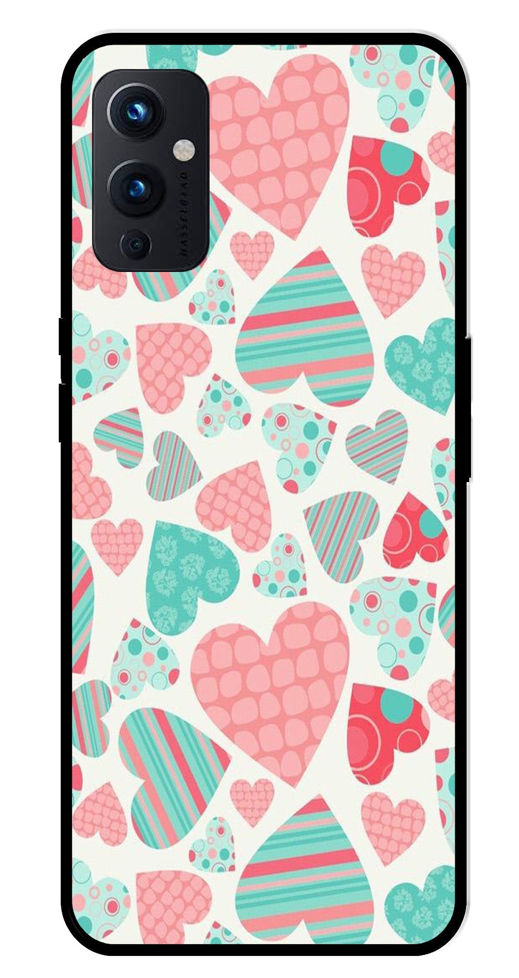 Hearts Pattern Metal Mobile Case for OnePlus 9
