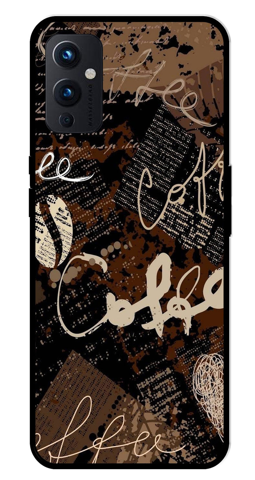 Coffee Pattern Metal Mobile Case for OnePlus 9