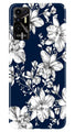 White flowers Blue Background Case for Tecno Pova 2