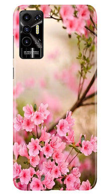 Pink flowers Mobile Back Case for Tecno Pova 2 (Design - 69)