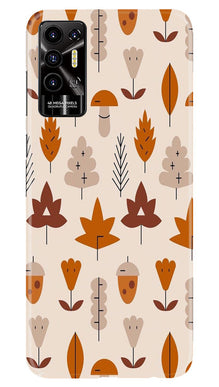 Leaf Pattern Art Mobile Back Case for Tecno Pova 2  (Design - 132)