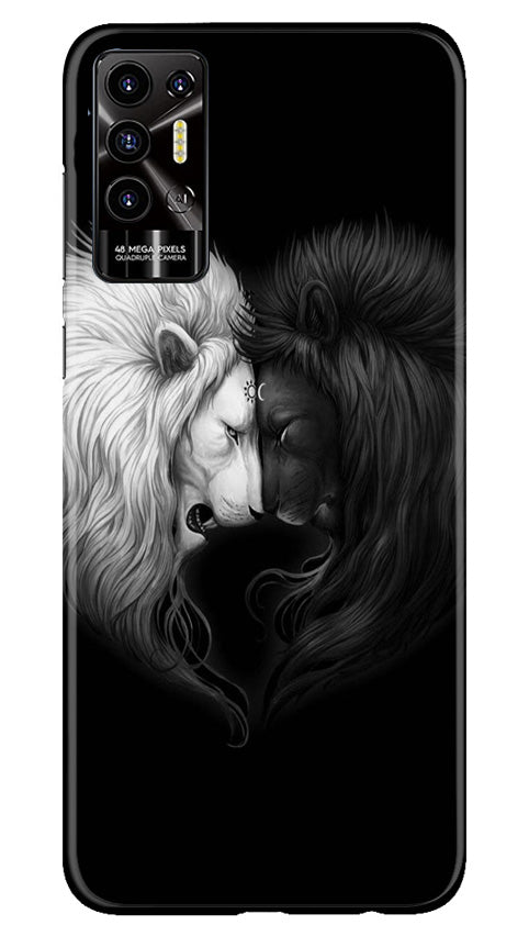 Dark White Lion Case for Tecno Pova 2  (Design - 140)