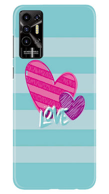 White Heart Mobile Back Case for Tecno Pova 2 (Design - 260)