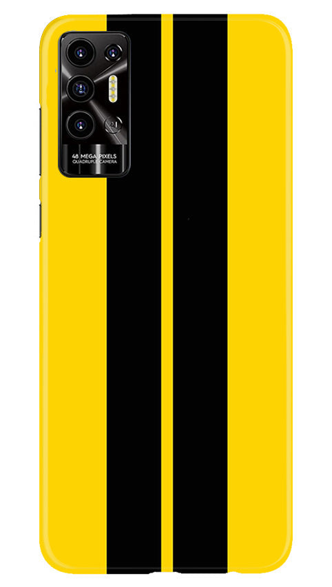 Black Yellow Pattern Mobile Back Case for Tecno Pova 2 (Design - 336)