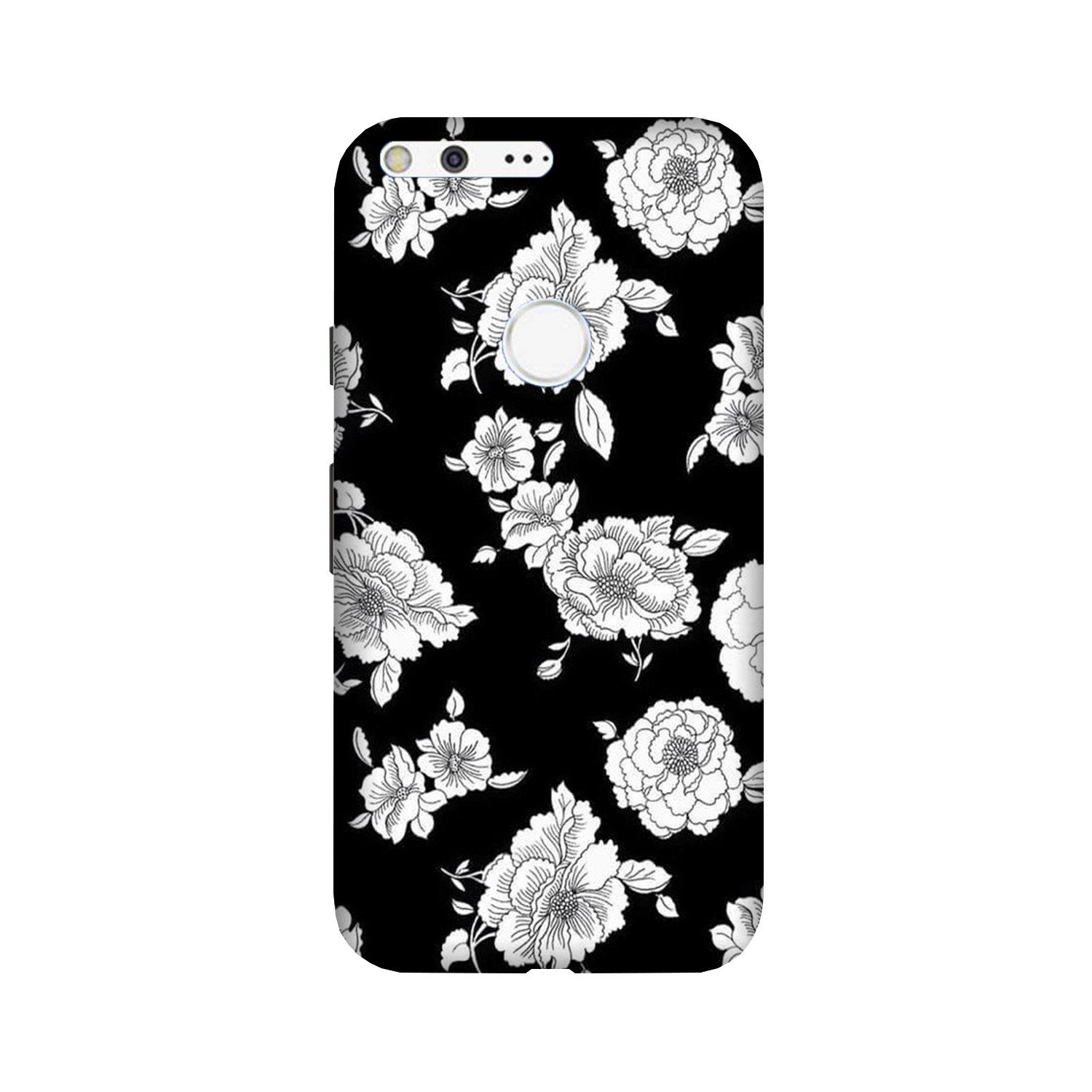 White flowers Black Background Case for Google Pixel XL