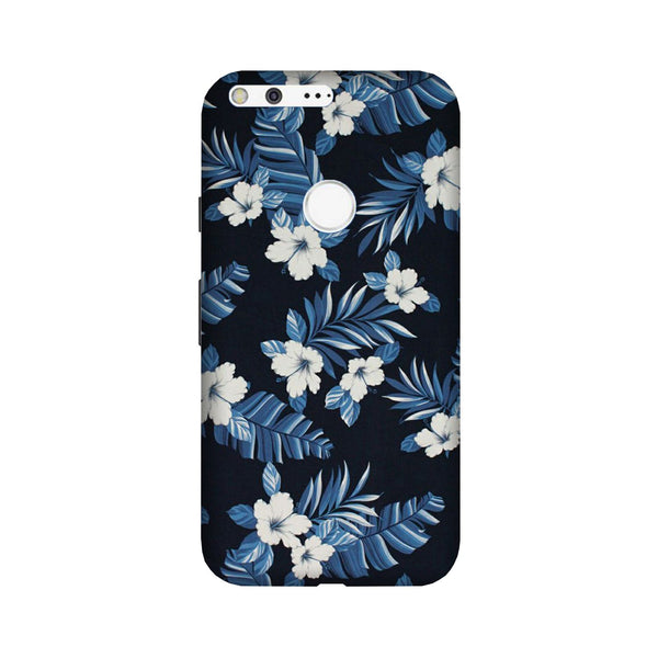 White flowers Blue Background2 Case for Google Pixel