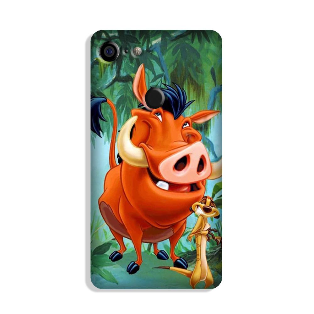 Timon and Pumbaa Mobile Back Case for Google Pixel 3 (Design - 305)