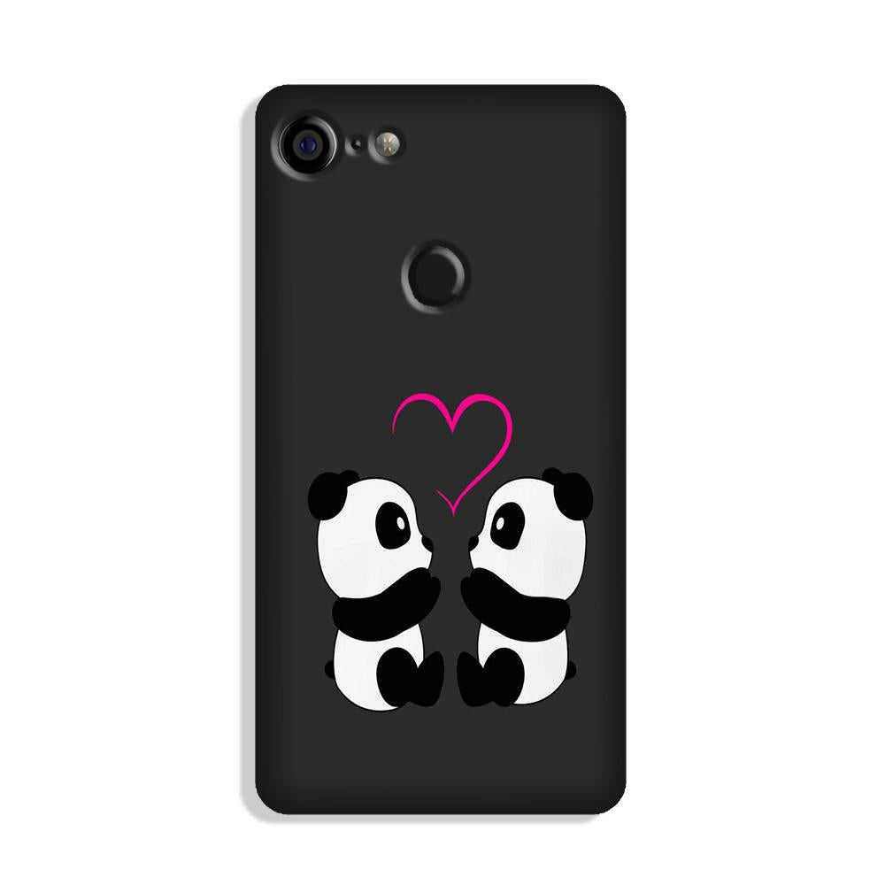 Panda Love Mobile Back Case for Google Pixel 3 (Design - 398)