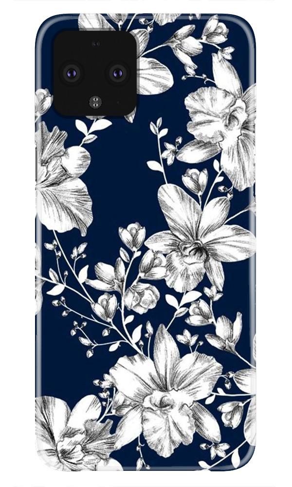 White flowers Blue Background Case for Google Pixel 4