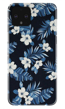 White flowers Blue Background2 Mobile Back Case for Google Pixel 4 XL (Design - 15)