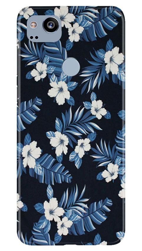White flowers Blue Background2 Case for Google Pixel 2