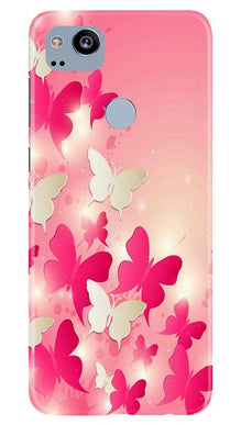 White Pick Butterflies Mobile Back Case for Google Pixel 2 (Design - 28)