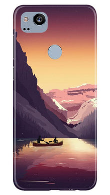 Mountains Boat Mobile Back Case for Google Pixel 2 (Design - 181)