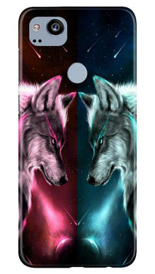 Wolf fight Mobile Back Case for Google Pixel 2 (Design - 221)