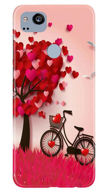 Red Heart Cycle Mobile Back Case for Google Pixel 2 (Design - 222)