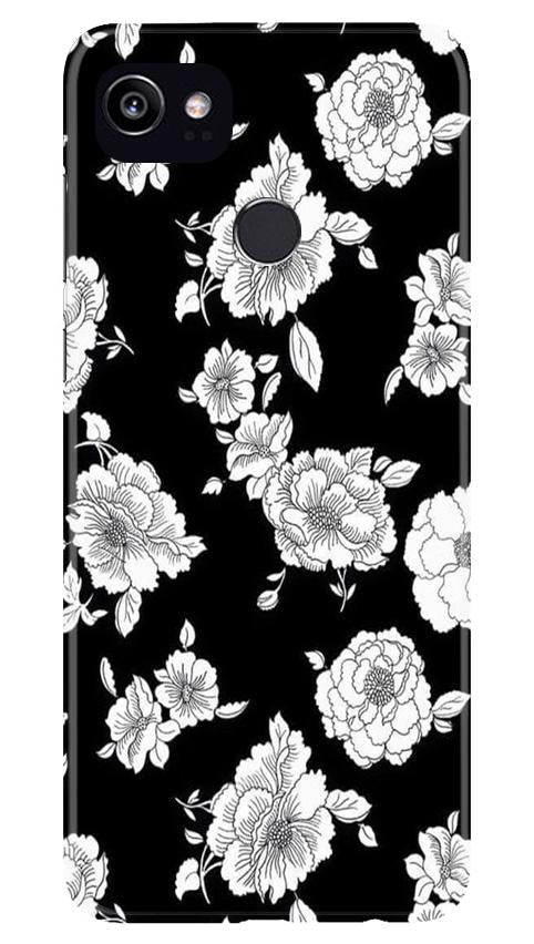 White flowers Black Background Case for Google Pixel 2 XL