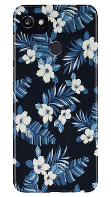 White flowers Blue Background2 Mobile Back Case for Google Pixel 2 XL (Design - 15)