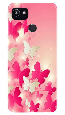White Pick Butterflies Mobile Back Case for Google Pixel 2 XL (Design - 28)