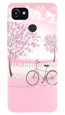 Pink Flowers Cycle Mobile Back Case for Google Pixel 2 XL  (Design - 102)