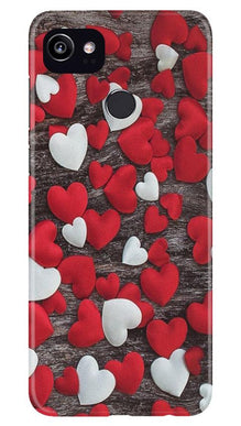 Red White Hearts Mobile Back Case for Google Pixel 2 XL  (Design - 105)