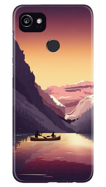 Mountains Boat Mobile Back Case for Google Pixel 2 XL (Design - 181)