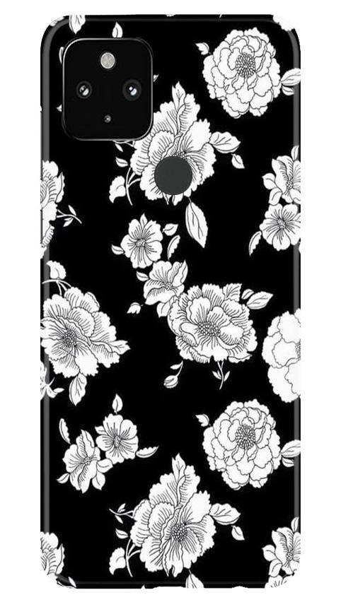 White flowers Black Background Case for Google Pixel 4a