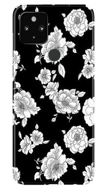 White flowers Black Background Mobile Back Case for Google Pixel 4a (Design - 9)
