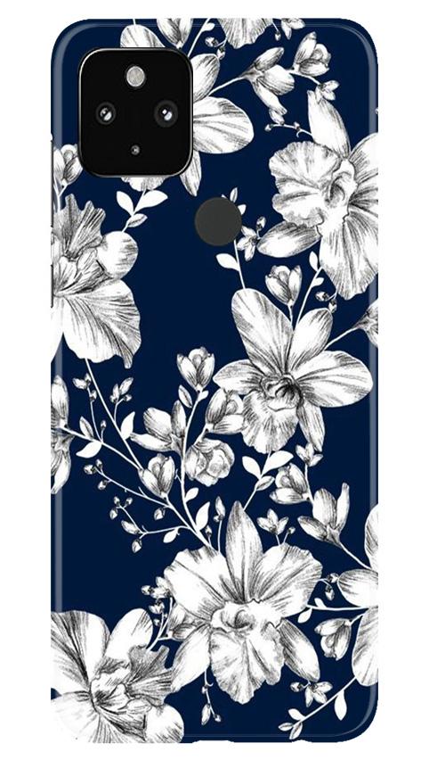 White flowers Blue Background Case for Google Pixel 4a