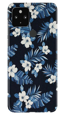 White flowers Blue Background2 Mobile Back Case for Google Pixel 4a (Design - 15)