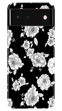 White flowers Black Background Mobile Back Case for Google Pixel 6 (Design - 9)