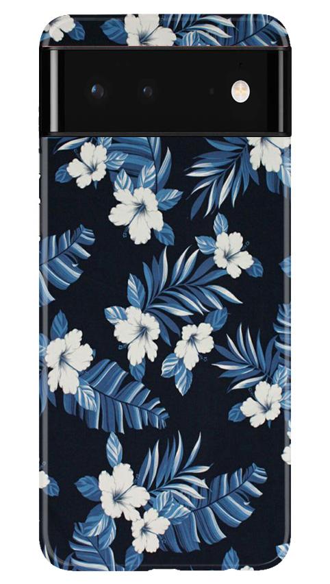 White flowers Blue Background2 Case for Google Pixel 6