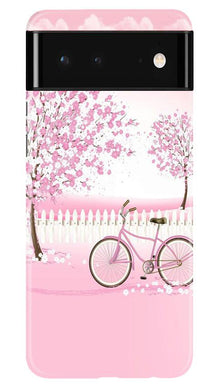 Pink Flowers Cycle Mobile Back Case for Google Pixel 6 Pro  (Design - 102)