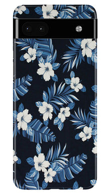 White flowers Blue Background2 Mobile Back Case for Google Pixel 6a (Design - 15)