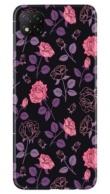 Rose Black Background Mobile Back Case for Poco C3 (Design - 27)