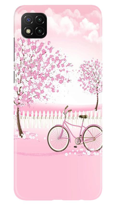 Pink Flowers Cycle Case for Poco C3(Design - 102)