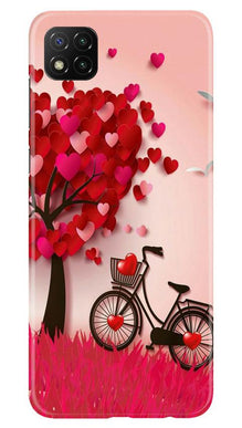 Red Heart Cycle Mobile Back Case for Poco C3 (Design - 222)