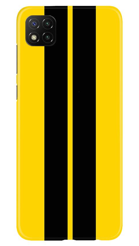 Black Yellow Pattern Mobile Back Case for Poco C3 (Design - 377)