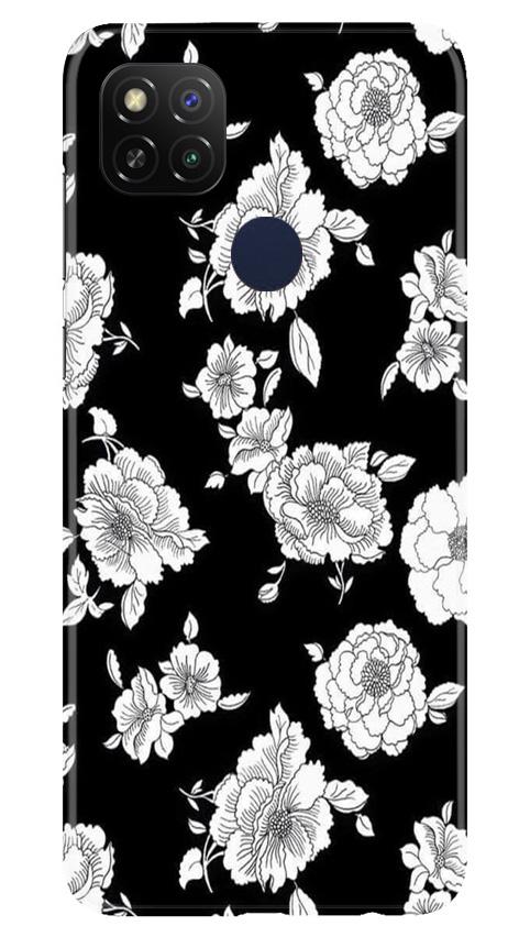 White flowers Black Background Case for Poco C31